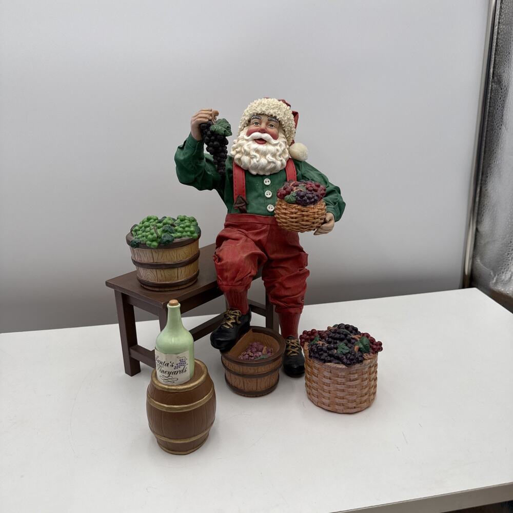 Clothtique Possible Dreams Santa - Santa's Vineyard Wine Grapes‎ Tuscan Vtg 2000